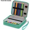 BTSKY Deluxe PU Leather Pencil Case For Colored Pencils – 120 Slot Pencil Holder with Handle Strap Handy Colored Pencil Box Large(Green)(Green)