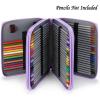 BTSKY Deluxe PU Leather Pencil Case For Colored Pencils – 120 Slot Pencil Holder with Handle Strap Handy Colored Pencil Box Large(Green)(Purple)