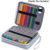 BTSKY Deluxe PU Leather Pencil Case For Colored Pencils – 120 Slot Pencil Holder with Handle Strap Handy Colored Pencil Box Large(Green)(White Marble)
