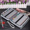 BTSKY Deluxe PU Leather Pencil Case For Colored Pencils – 120 Slot Pencil Holder with Handle Strap Handy Colored Pencil Box Large(Green)(White Marble)