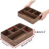 BTSKY Desk Drawer Organizer Tray, Coffee Station Organizer Tea Bag Organizer, Woven Seagrass Storage Basket with 4 Divided Sections Handwoven Wicker Storage Basket for Shelves, Pantry, Coffee Bar(Coffee)