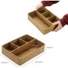 BTSKY Desk Drawer Organizer Tray, Coffee Station Organizer Tea Bag Organizer, Woven Seagrass Storage Basket with 4 Divided Sections Handwoven Wicker Storage Basket for Shelves, Pantry, Coffee Bar(Caramel)