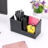 BTSKY Desk Pen Pencil Holder Leather Multi-Function Desk Stationery Organizer Storage Box Pen/Pencil, Cell Phone, Business Name Cards Remote Control Holder Office Home Accessories Organizer(Black)