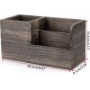 BTSKY Desk Pen Pencil Holder Retro Wood Multi-Function Desk Stationery Organizer Storage Box Pen/Pencil, Business Name Cards Remote Control Holder Office Home Accessories Organizer Vintage Brown(Brown Wooden)