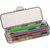 BTSKY Double Deck Pencil Box – Clear Plastic Stationery Case With 4 Removable Ruler Dividing Spacers, 6 Compartments for Pencils, Erasers, Clips – Multi-grid Home Utility Storage(Clear Black)