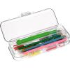 BTSKY Double Deck Pencil Box – Clear Plastic Stationery Case With 4 Removable Ruler Dividing Spacers, 6 Compartments for Pencils, Erasers, Clips – Multi-grid Home Utility Storage(Clear)