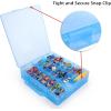 BTSKY Double Sided Toy Storage Organizer with 48 Compartments, Toy Organizer Carrying Case for Hot Wheels Car, Matchbox Cars, Mini Toys, Small Dolls, and more Mini Cars Collection(Clear)(Blue)