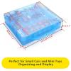 BTSKY Double Sided Toy Storage Organizer with 48 Compartments, Toy Organizer Carrying Case for Hot Wheels Car, Matchbox Cars, Mini Toys, Small Dolls, and more Mini Cars Collection(Clear)(Blue)