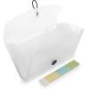 BTSKY Expanding File Folder – 13 Pockets, Small Accordion File Folder, Expandable Card Ticket Holder, Plastic Business Document Organizer, Khaki Translucent(White Translucent)