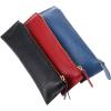 BTSKY Genuine Leather Pencil Case – Zippered Pen Case Stationery Bag Zipper Pouch Pencil Holder (Red)(Black)