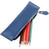 BTSKY Genuine Leather Pencil Case – Zippered Pen Case Stationery Bag Zipper Pouch Pencil Holder (Red)(Blue)