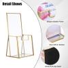 BTSKY Golden Glass Brochure Holder 8.5 x 11 Inches, Countertop Literature Holder Display Stand, Trifold Pamphlet Holder, Clear Elegant Brochure Display Stand for Magazine Booklets, Menu(4”x8”)