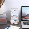 BTSKY Golden Glass Brochure Holder 8.5 x 11 Inches, Countertop Literature Holder Display Stand, Trifold Pamphlet Holder, Clear Elegant Brochure Display Stand for Magazine Booklets, Menu(4”x8” with Pocket)