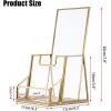 BTSKY Golden Glass Brochure Holder 8.5 x 11 Inches, Countertop Literature Holder Display Stand, Trifold Pamphlet Holder, Clear Elegant Brochure Display Stand for Magazine Booklets, Menu(4”x8” with Pocket)