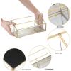 BTSKY Golden Glass Desk Organizers, Mail Organizers, Bill Organizer, Desktop Accessories & Workspace Organizer with 2 Slots Mail Holder Letter Sorter and Pen and Pencil Holder