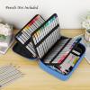 BTSKY Large Pencil Case Organizer Colored Pencil Pouch Art Bags for Supplies Portable Stationery Organizer with 3 Detachable Layers 84 Slots Multiple Zipper Pockets for Office Travel, Purple(Blue)