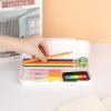 BTSKY Little Duck Double Layers Plastic Pencil Box Cute Pen Box Organizer Plastic Storage Box with Compact Size for Pencils, Erasers, Paper Clips and Other Small Stationery Supplies, White(White)