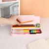 BTSKY Little Duck Double Layers Plastic Pencil Box Cute Pen Box Organizer Plastic Storage Box with Compact Size for Pencils, Erasers, Paper Clips and Other Small Stationery Supplies, White(Pink)