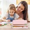 BTSKY Little Duck Double Layers Plastic Pencil Box Cute Pen Box Organizer Plastic Storage Box with Compact Size for Pencils, Erasers, Paper Clips and Other Small Stationery Supplies, White(Pink)
