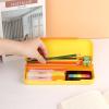 BTSKY Little Duck Double Layers Plastic Pencil Box Cute Pen Box Organizer Plastic Storage Box with Compact Size for Pencils, Erasers, Paper Clips and Other Small Stationery Supplies, White(Yellow)