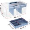 BTSKY Modern Big Pink Dividing Box with Tray, 11.81 x 6.69 x 5.79 inches, Portable Storage Box with Removable Tray, Accessories & Arts & Crafts Organizer(Big Blue)