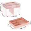 BTSKY Modern Big Pink Dividing Box with Tray, 11.81 x 6.69 x 5.79 inches, Portable Storage Box with Removable Tray, Accessories & Arts & Crafts Organizer(Small Pink)