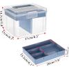 BTSKY Modern Big Pink Dividing Box with Tray, 11.81 x 6.69 x 5.79 inches, Portable Storage Box with Removable Tray, Accessories & Arts & Crafts Organizer(Small Blue)