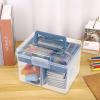 BTSKY Modern Big Pink Dividing Box with Tray, 11.81 x 6.69 x 5.79 inches, Portable Storage Box with Removable Tray, Accessories & Arts & Crafts Organizer(Small Blue)