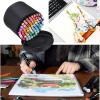 BTSKY Multifunction Marker Case – Zippered Canvas Pen Bag Pencil Organizer Stationary Storage for 80 Markers, Black (NO Compartments Inside)
