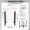 BTSKY Multifunctional Ceremic Organizer Caddy for Desk, Cute Pencil Cup Storage Pot with Metal Rack, Round Makeup Brush Holder for Bedroom Dresser, Practical Kitchen Utensil Holder, Set of 3