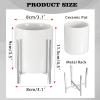 BTSKY Multifunctional Ceremic Organizer Caddy for Desk, Cute Pencil Cup Storage Pot with Metal Rack, Round Makeup Brush Holder for Bedroom Dresser, Practical Kitchen Utensil Holder, Set of 2(Silver-2 PCS)