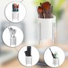 BTSKY Multifunctional Ceremic Organizer Caddy for Desk, Cute Pencil Cup Storage Pot with Metal Rack, Round Makeup Brush Holder for Bedroom Dresser, Practical Kitchen Utensil Holder, Set of 2(Silver-2 PCS)