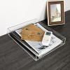 BTSKY Multipurpose A4 File Tray Clear Acrylic Desk Tray Organizer Elegant Letter Size Desk Documents Trays Magazine Files Storage Basket Organizer Bin for Office Cosmetics Bathroom