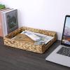BTSKY Multipurpose A4 File Tray Natural Water Hyacinth Desk Tray Organizer Woven Letter Size Desk Documents Trays Magazine Files Storage Basket Organizer Bin for Office Cosmetics Bathroom