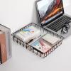 BTSKY Multipurpose A4 File Tray Wire Desk Tray Organizer Elegant Letter Size Desk Documents Trays Magazine Files Storage Basket Organizer Bin for Office Cosmetics Bathroom(Rose Gold)(Black)