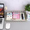BTSKY Multipurpose A4 File Tray Wire Desk Tray Organizer Elegant Letter Size Desk Documents Trays Magazine Files Storage Basket Organizer Bin for Office Cosmetics Bathroom(Rose Gold)(Gold)