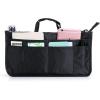 BTSKY New Printing Handbag Organizers Inside Purse Insert-High Capacity 13 Pockets Bag Tote Organizer with Handle Peacock Flower(Black)