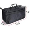 BTSKY New Printing Handbag Organizers Inside Purse Insert-High Capacity 13 Pockets Bag Tote Organizer with Handle Peacock Flower(Black)