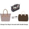 BTSKY New Printing Handbag Organizers Inside Purse Insert-High Capacity 13 Pockets Bag Tote Organizer with Handle Peacock Flower(Black+Pink)