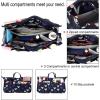 BTSKY New Printing Handbag Organizers Inside Purse Insert-High Capacity 13 Pockets Bag Tote Organizer with Handle Peacock Flower(Blue Heart)