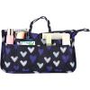 BTSKY New Printing Handbag Organizers Inside Purse Insert-High Capacity 13 Pockets Bag Tote Organizer with Handle Peacock Flower(Blue Heart)