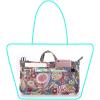 BTSKY New Printing Handbag Organizers Inside Purse Insert-High Capacity 13 Pockets Bag Tote Organizer with Handle Peacock Flower(Blue+Pink)