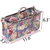 BTSKY New Printing Handbag Organizers Inside Purse Insert-High Capacity 13 Pockets Bag Tote Organizer with Handle Peacock Flower(Blue+Pink)