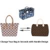 BTSKY New Printing Handbag Organizers Inside Purse Insert-High Capacity 13 Pockets Bag Tote Organizer with Handle Peacock Flower(Dark Blue)