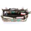 BTSKY New Printing Handbag Organizers Inside Purse Insert-High Capacity 13 Pockets Bag Tote Organizer with Handle Peacock Flower(Green+Brown)