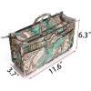 BTSKY New Printing Handbag Organizers Inside Purse Insert-High Capacity 13 Pockets Bag Tote Organizer with Handle Peacock Flower(Green+Brown)