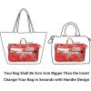 BTSKY New Printing Handbag Organizers Inside Purse Insert-High Capacity 13 Pockets Bag Tote Organizer with Handle Peacock Flower(Red)