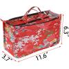 BTSKY New Printing Handbag Organizers Inside Purse Insert-High Capacity 13 Pockets Bag Tote Organizer with Handle Peacock Flower(Red)