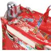 BTSKY New Printing Handbag Organizers Inside Purse Insert-High Capacity 13 Pockets Bag Tote Organizer with Handle Peacock Flower(Red)