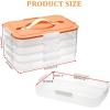 BTSKY Plastic Food Storage Container with lids, Dumpling Storage Box, Cookie Carrier Cookie Sheet with Lid, Portable Large Food Container for Snack, Fruit, Vegetables, Meat, Wontons(3-Layer, Orange)(Orange-4 Layer)